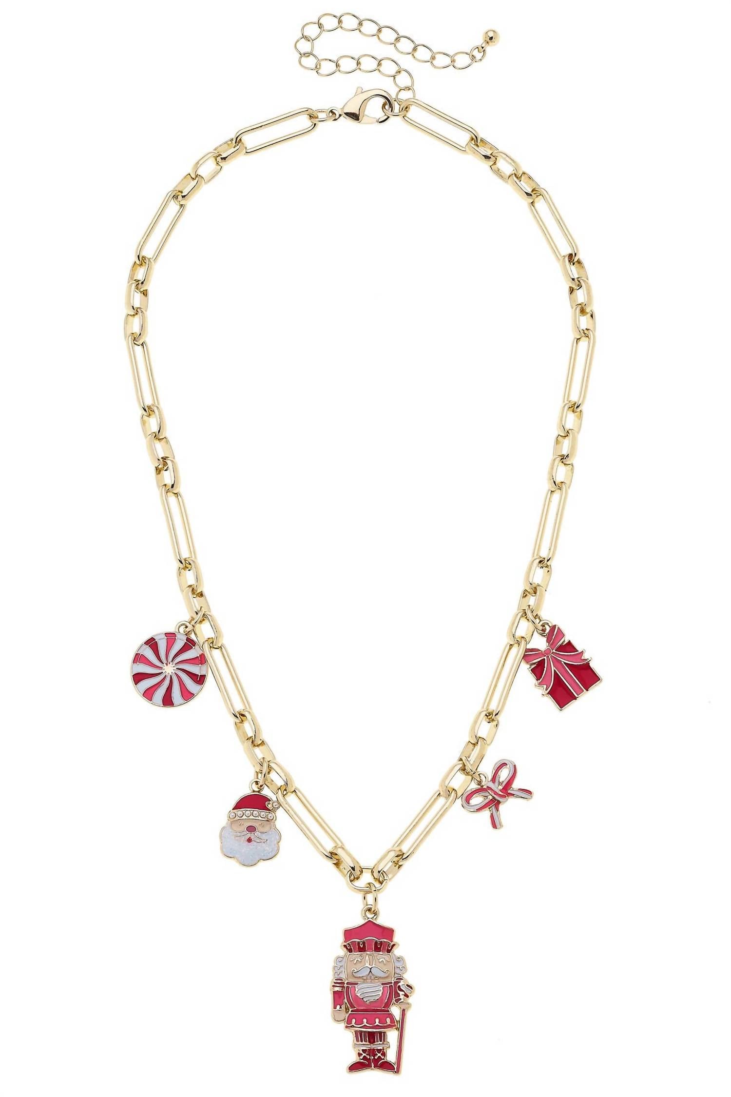 CANVAS Style Women's Christmas Cheer Enamel Charm Necklace in red pink white - women's jewelry