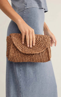 Z Supply - Women's Sand Dollar Mini Straw Crossbody Clutch Bag