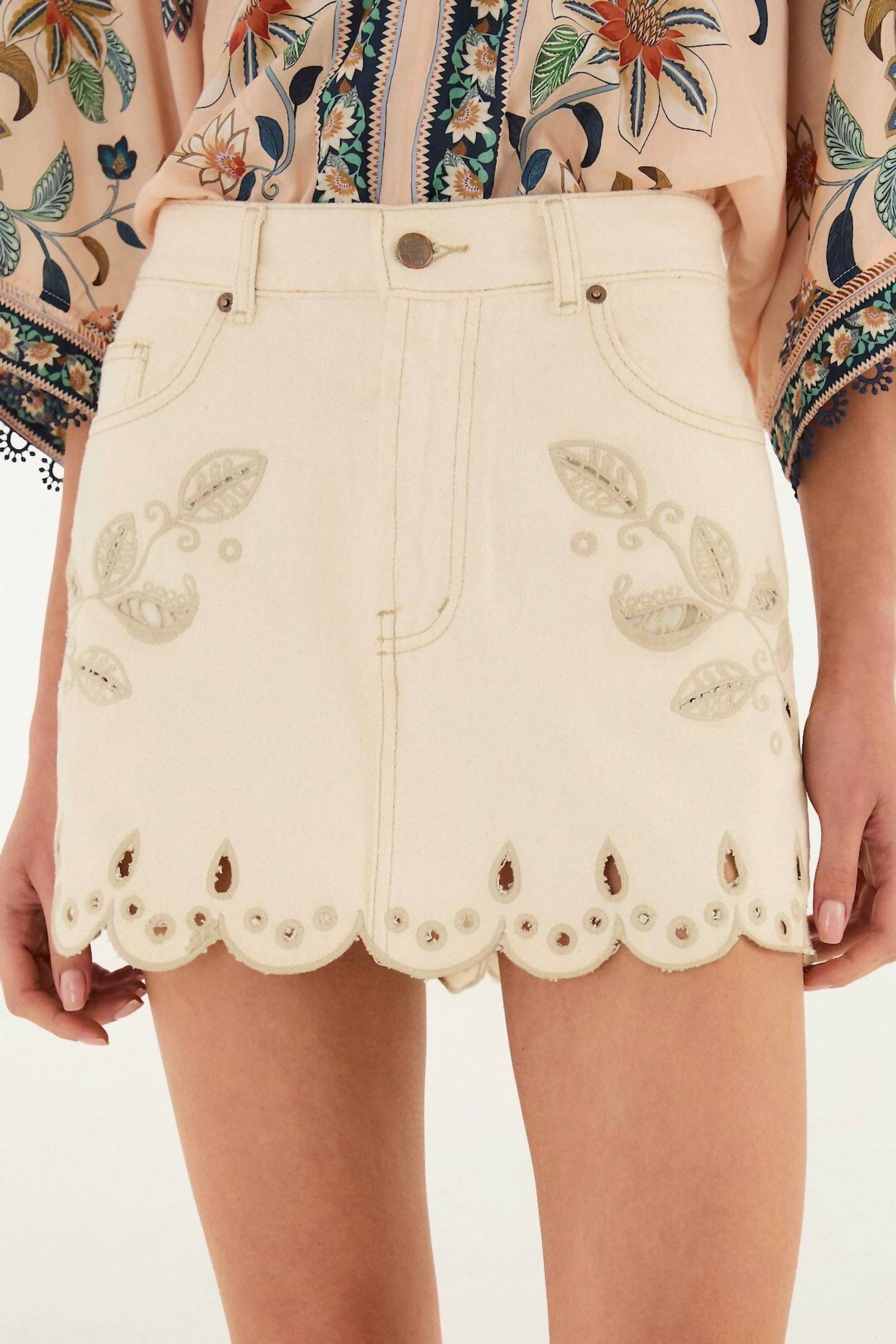 Farm Rio - Canva Scallop Richelieu Skirt