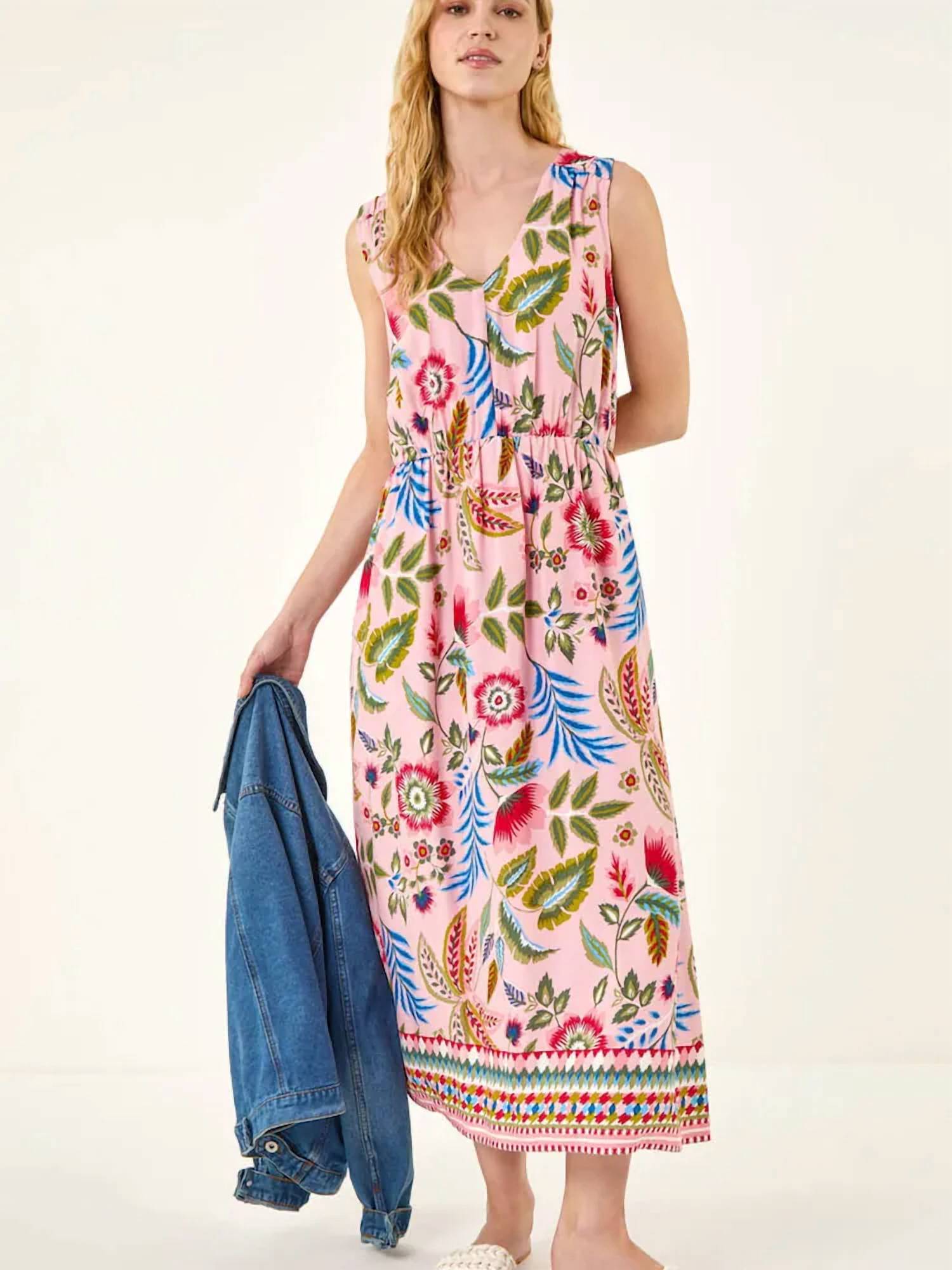 Charlie B - Printed Viscose Dress With Smocking at Waist