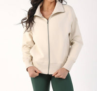 glyder Scuba Full Zip Sweatshirt in oatmilk - women's top