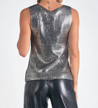 Elan - Sleeveless Metallic Crewneck Sweater