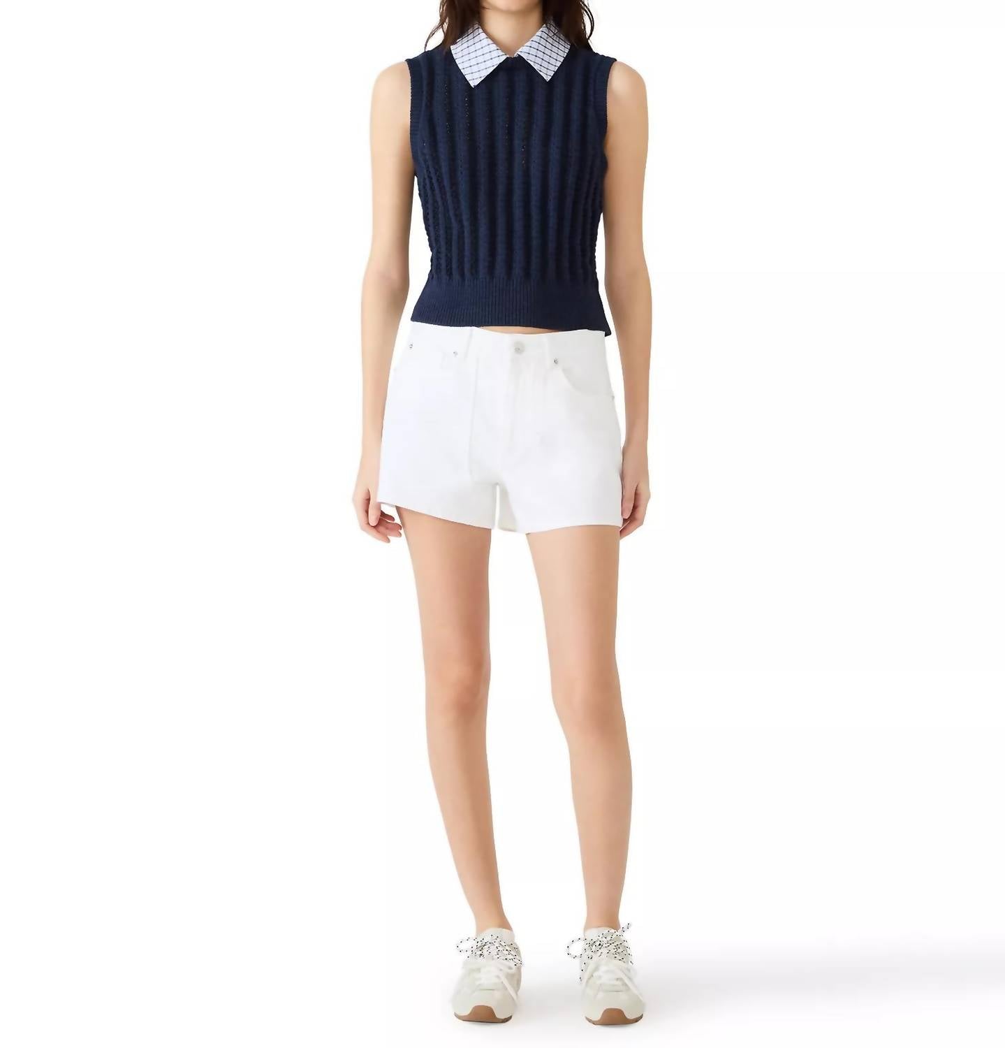 STEVE MADDEN Embree Collared Sweater Vest in maritime blue - women's sweater