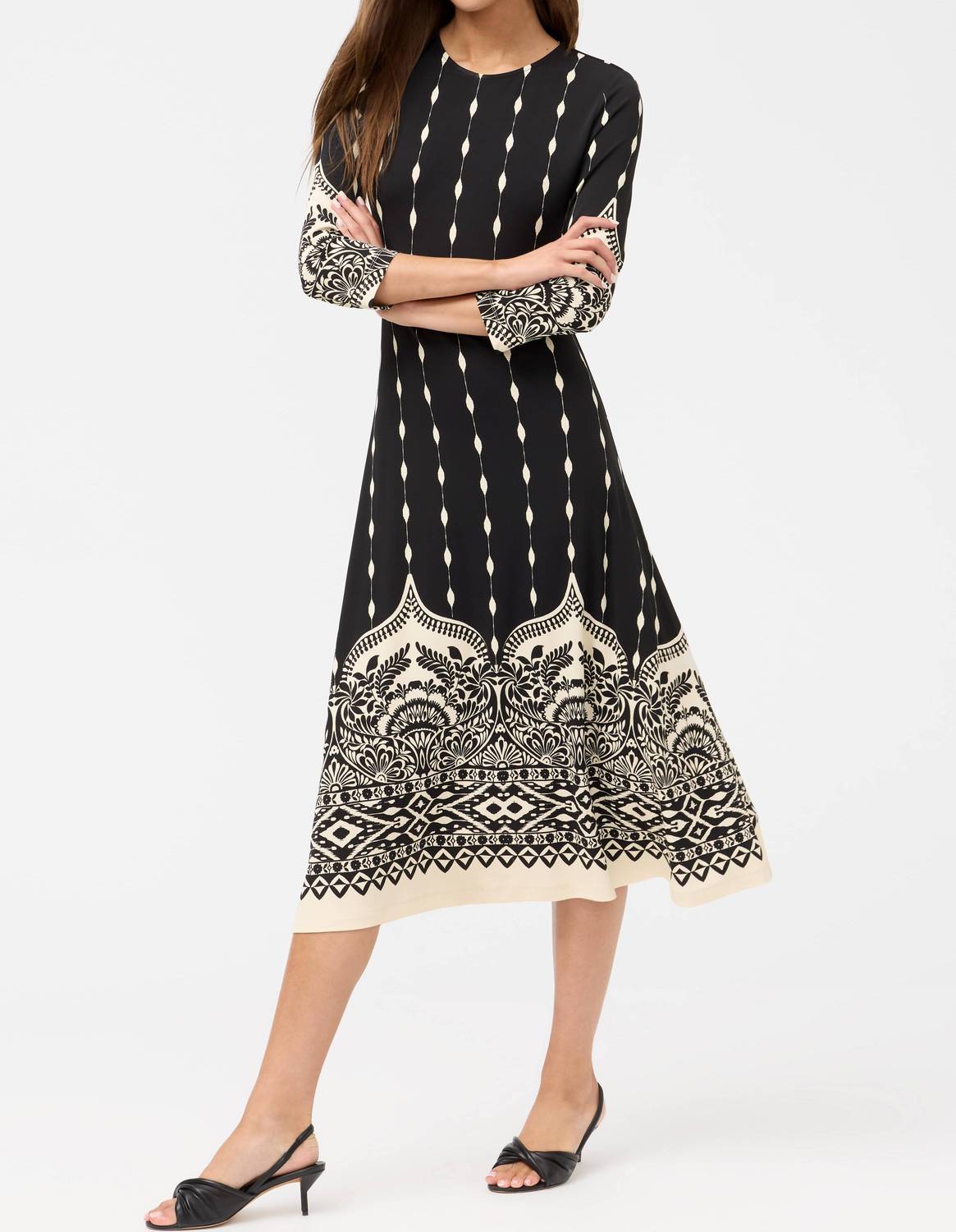 Johnny Was BELLAMY MIDI DRESS in lilith - women's dress - detail view