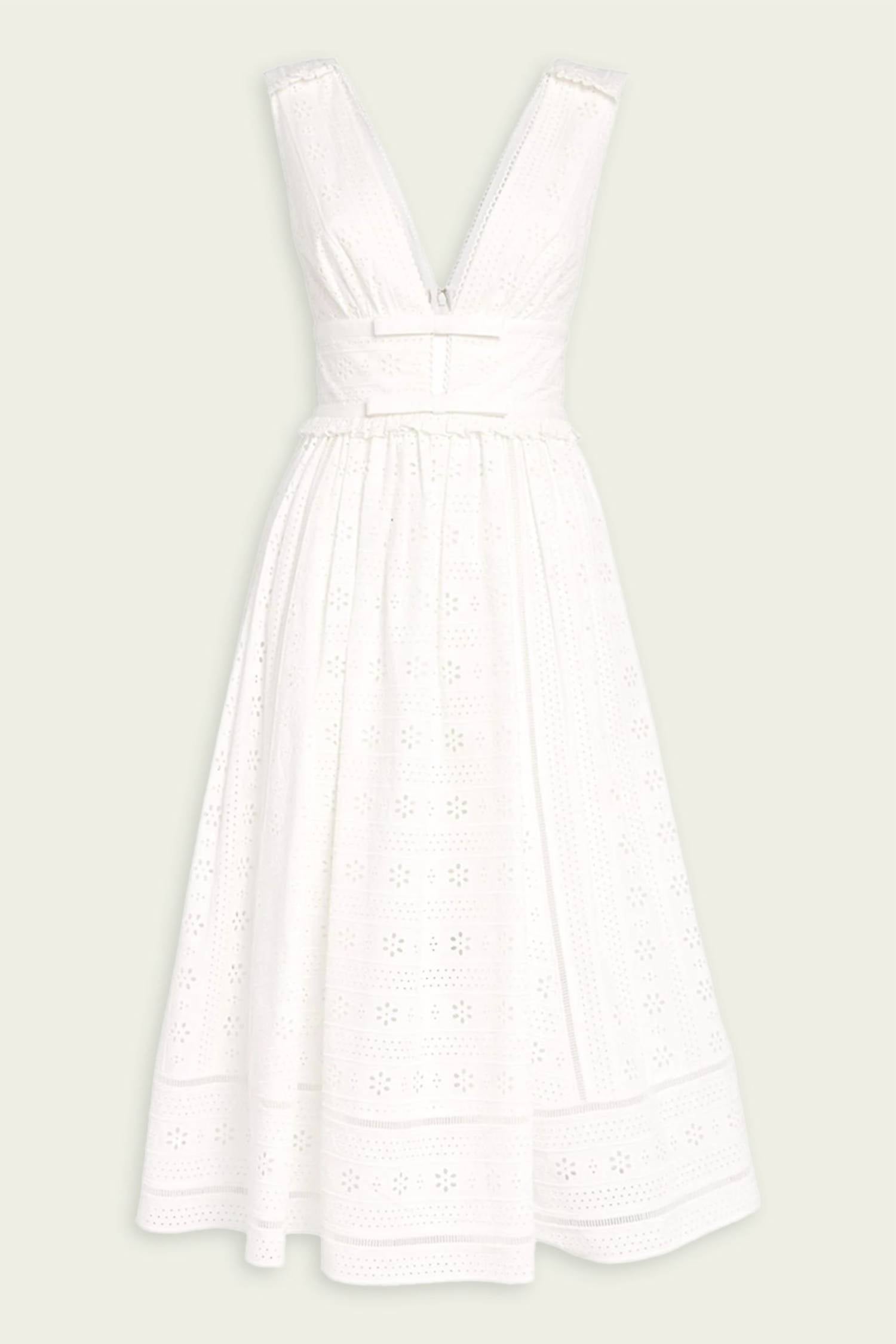 Self-Portrait - Cotton Broderie Midi Dress
