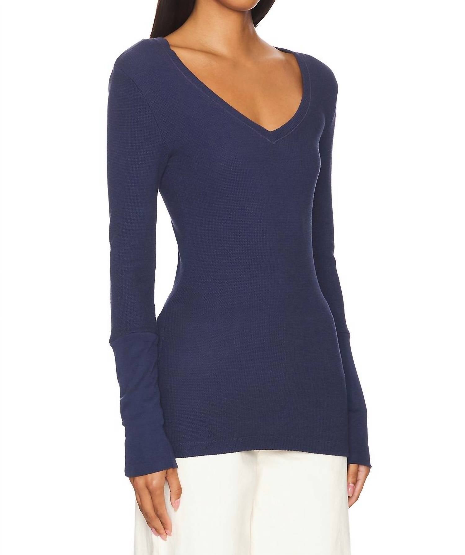 Bobi - Bobi V-neck Fitted Long Cuff Tee