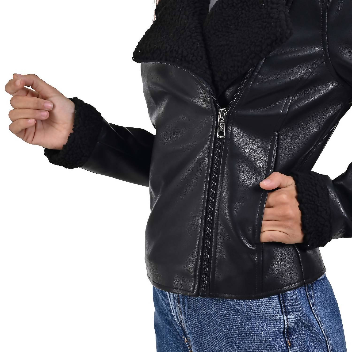Lee - Synthetic Leather Biker Jacket