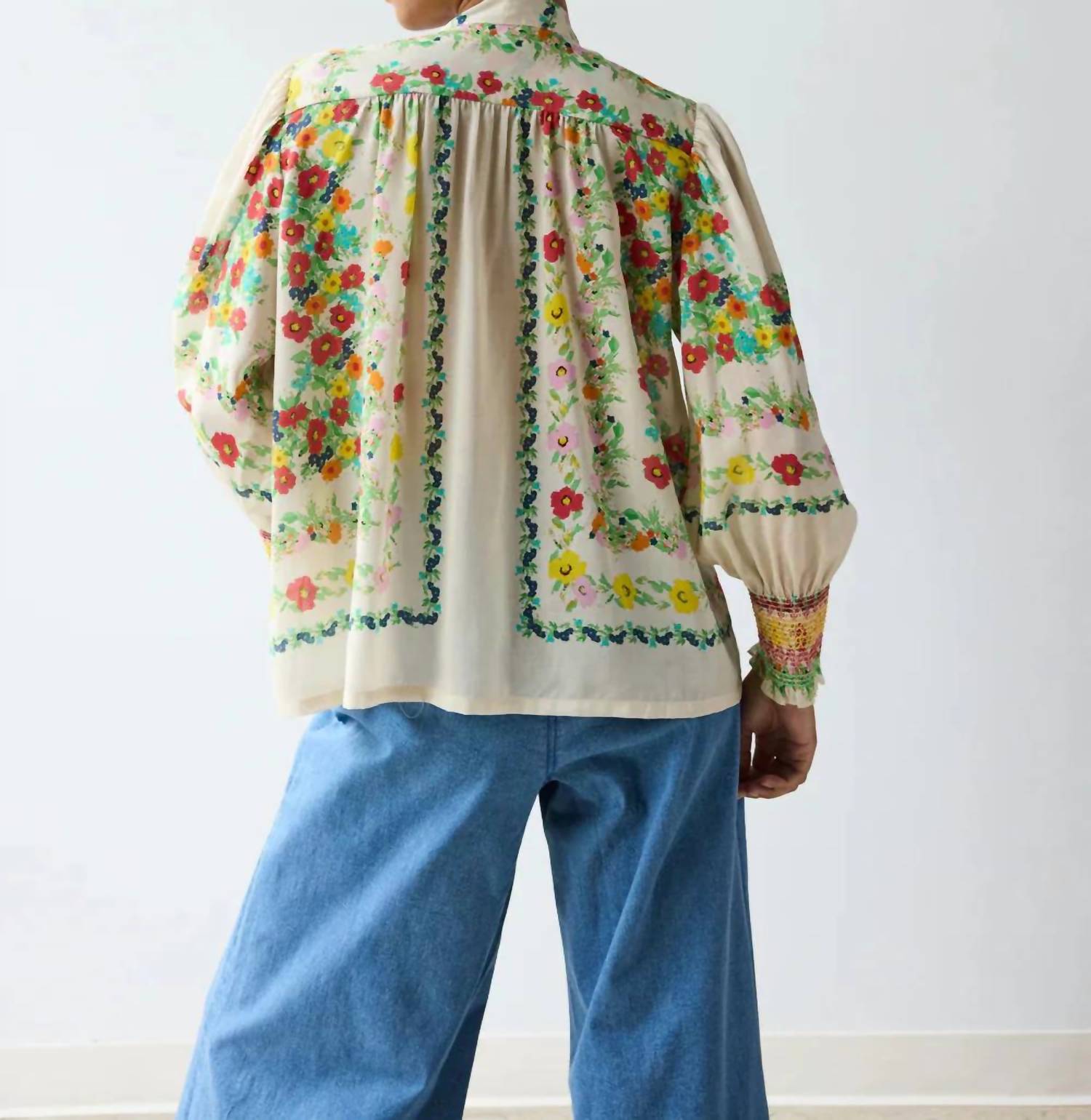 Hope For Flowers - Smocked Tie Neck Top