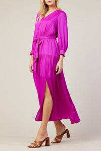 SKIES ARE BLUE Chianti Long Sleeve Button Front Maxi Dress in orchid - women's dress - alternate view