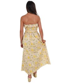 In February Lemon Blossom Tube Midi Dress in lemonade - women's dress - detail view