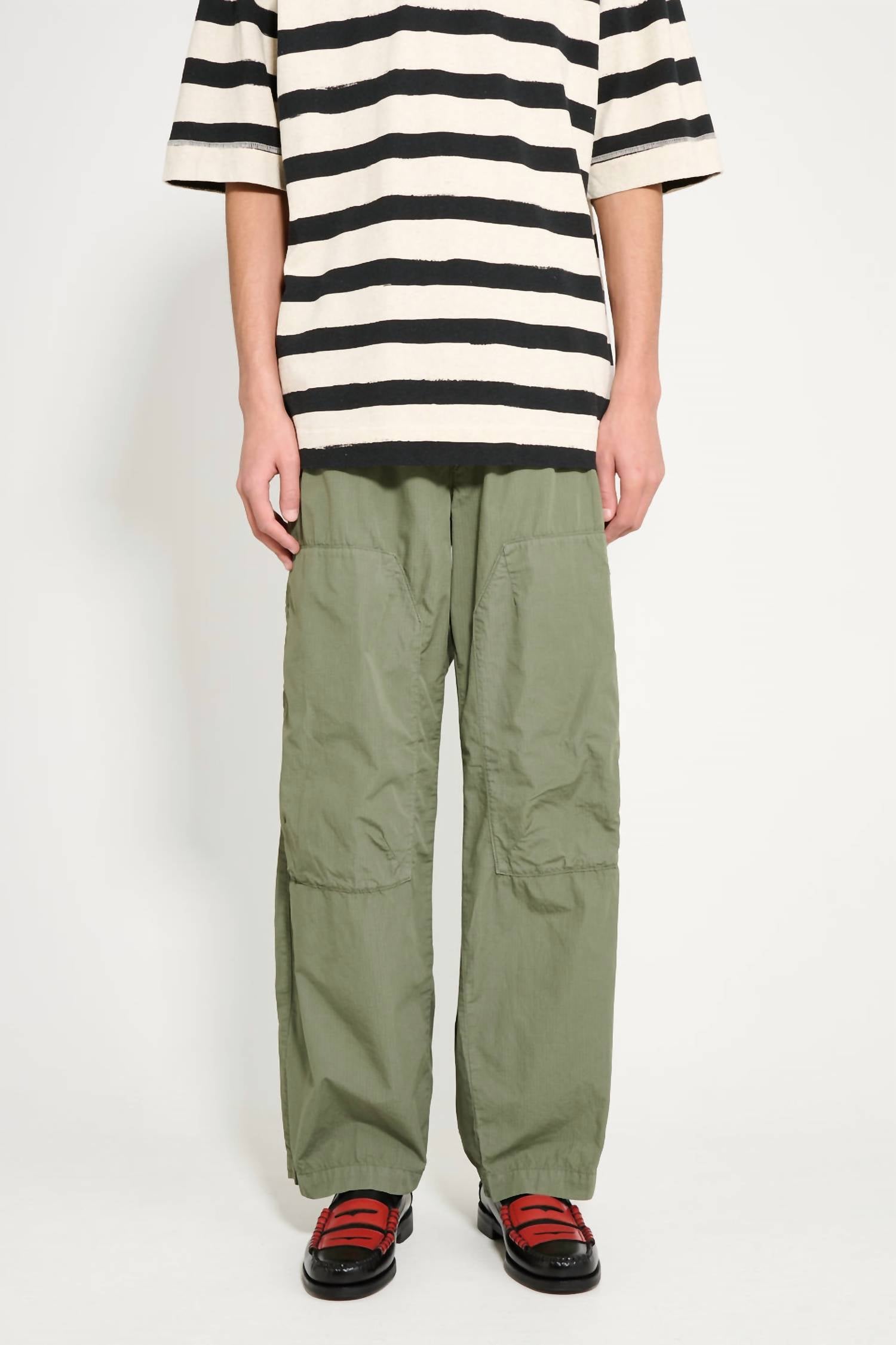 C.P. Company Loose Wide Leg Cargo Pants in thyme - men's pants