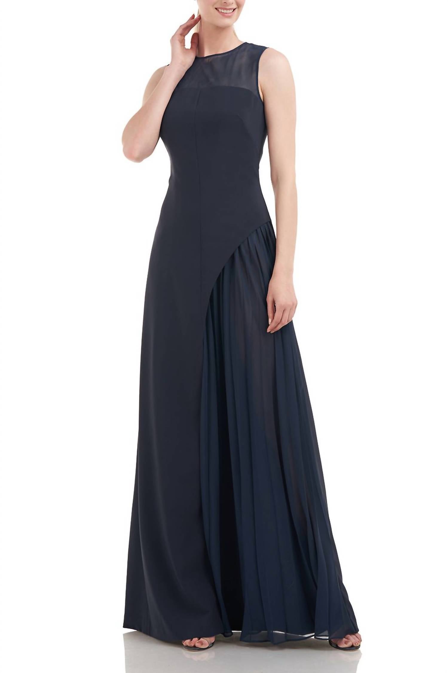 Kay Unger - Women's Illusion Chiffon Underlay Dress