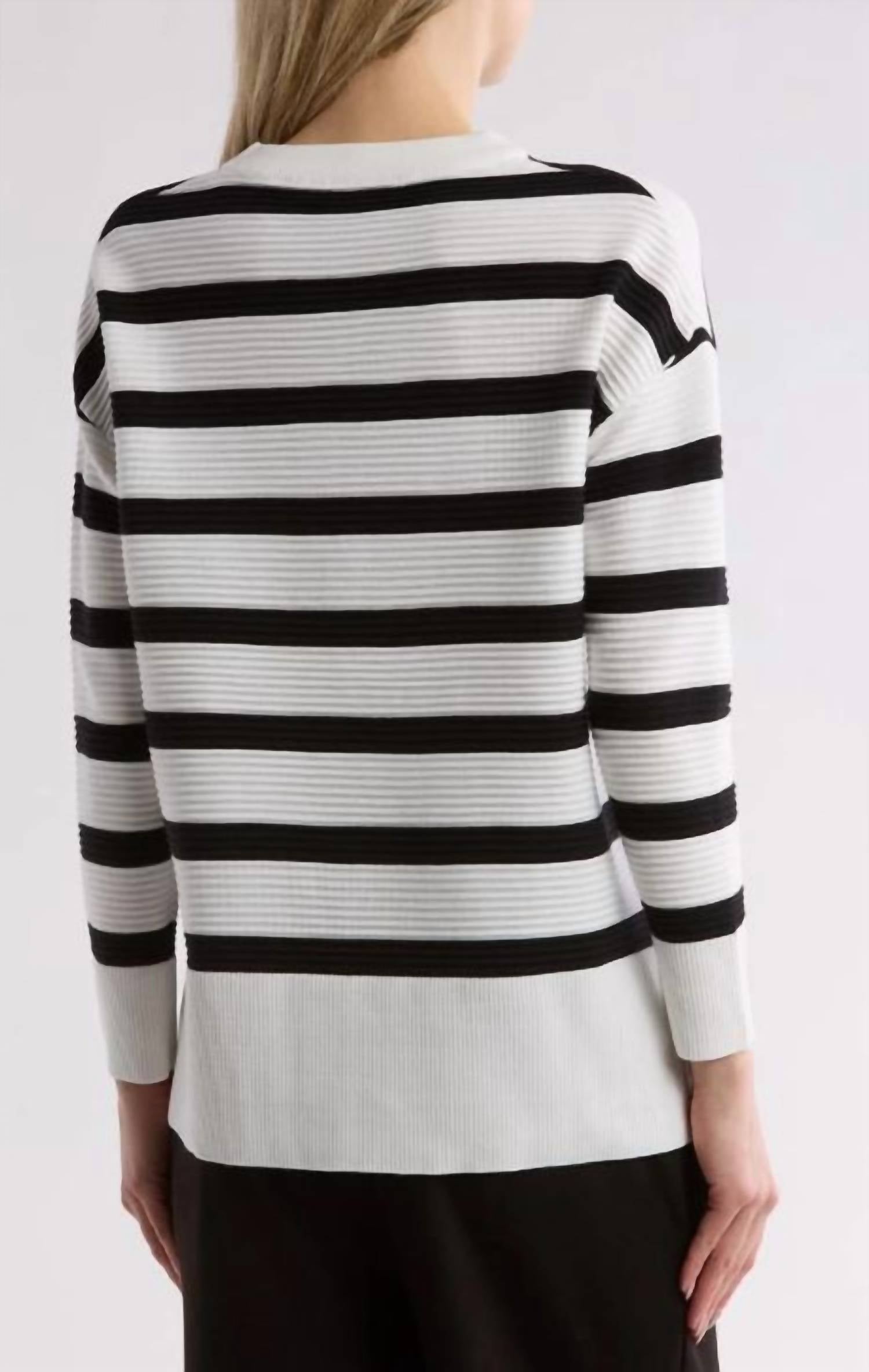 T Tahari - Striped Crewneck Sweater