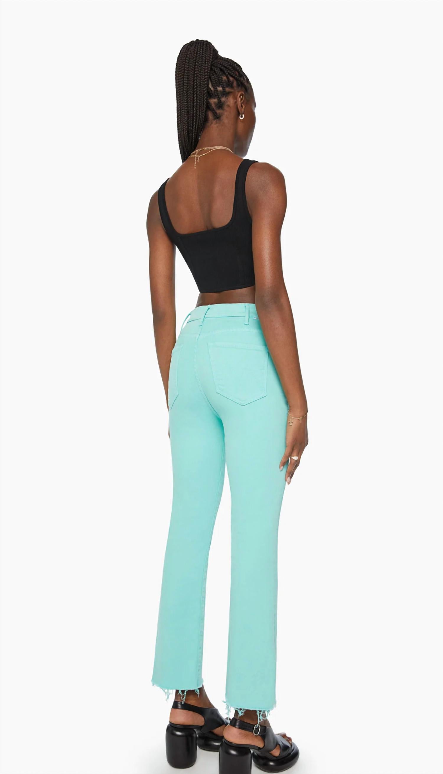 Mother Hustler Ankle Fray Jeans in cascade - women's jeans - detail view