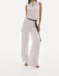 Joseph Ribkoff - Dot Print Belted Wide Leg Pants