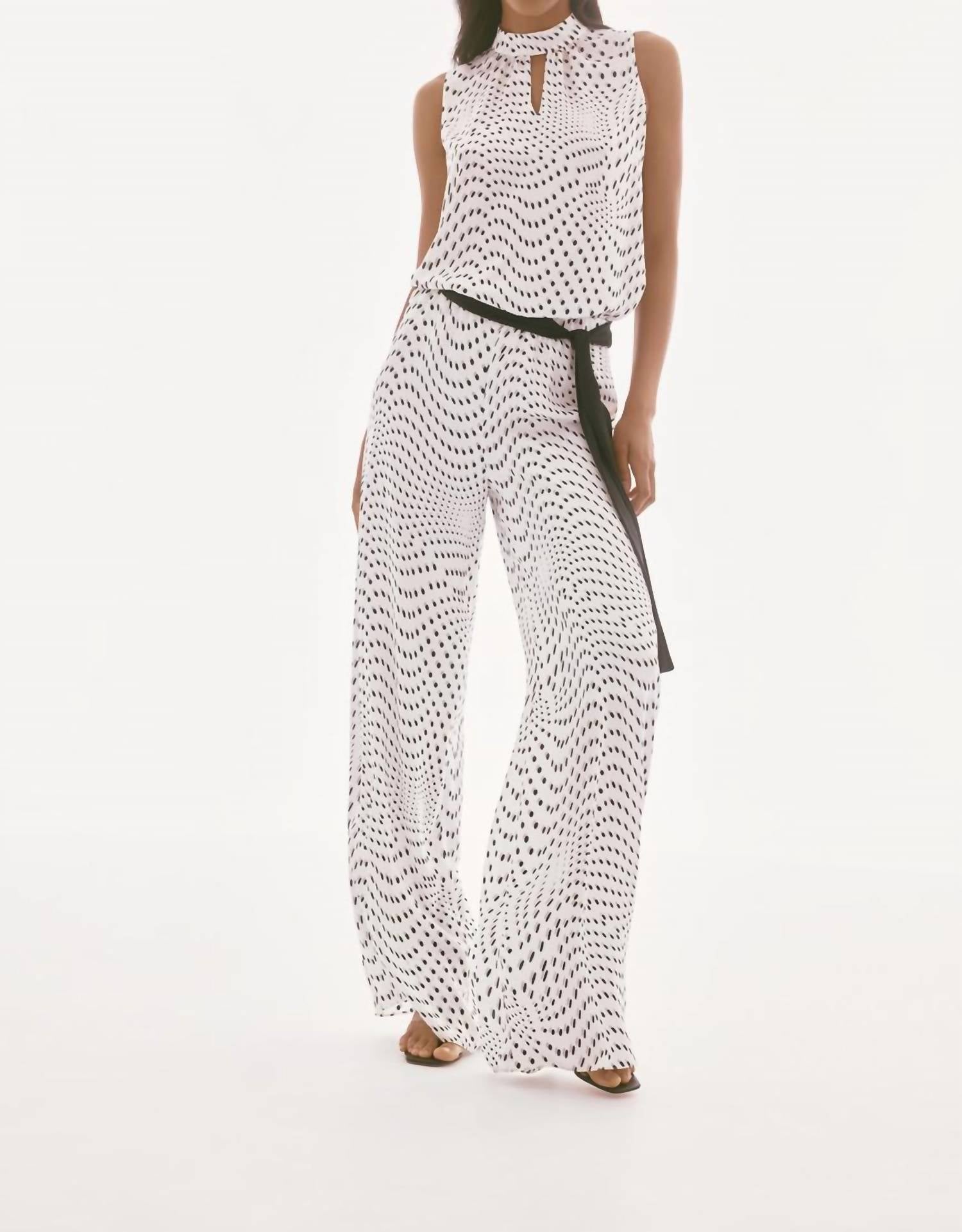 Joseph Ribkoff - Dot Print Belted Wide Leg Pants