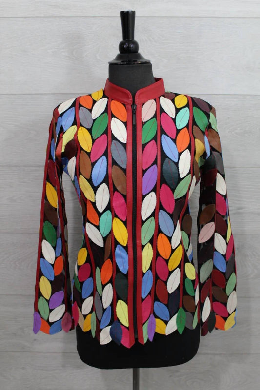 Belgin Francis - Women's Classic Leaf Design Leather Jacket