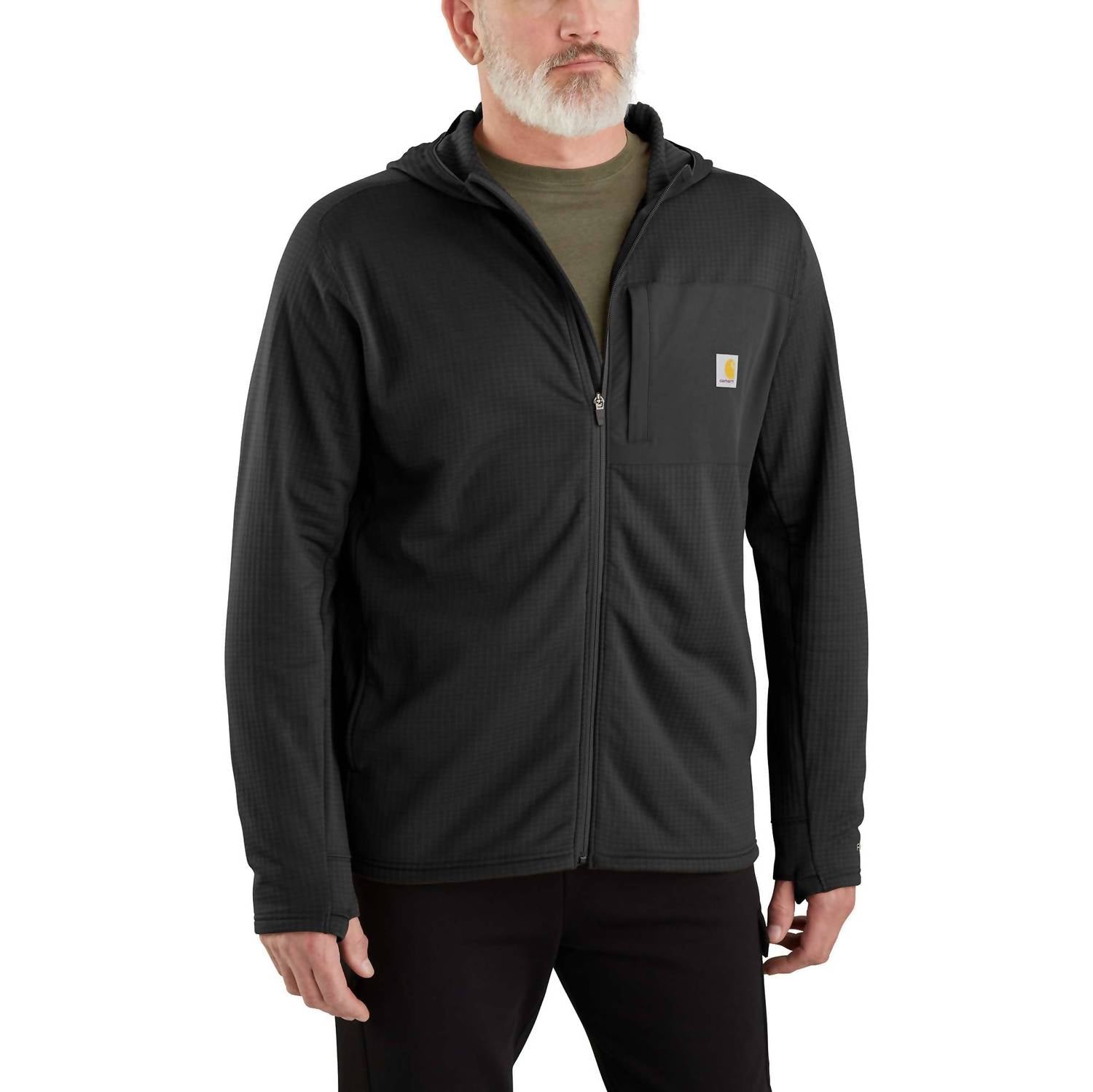 carhartt Force Relaxed Front Full Zip Long Top in black - men's shirt