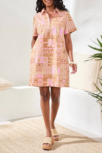 Tribal - Short Sleeve Placket Dress