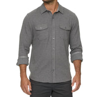 Flags & Anthem Harvey Stretch Twill Knit Flannel Shirt in charcoal - men's shirt