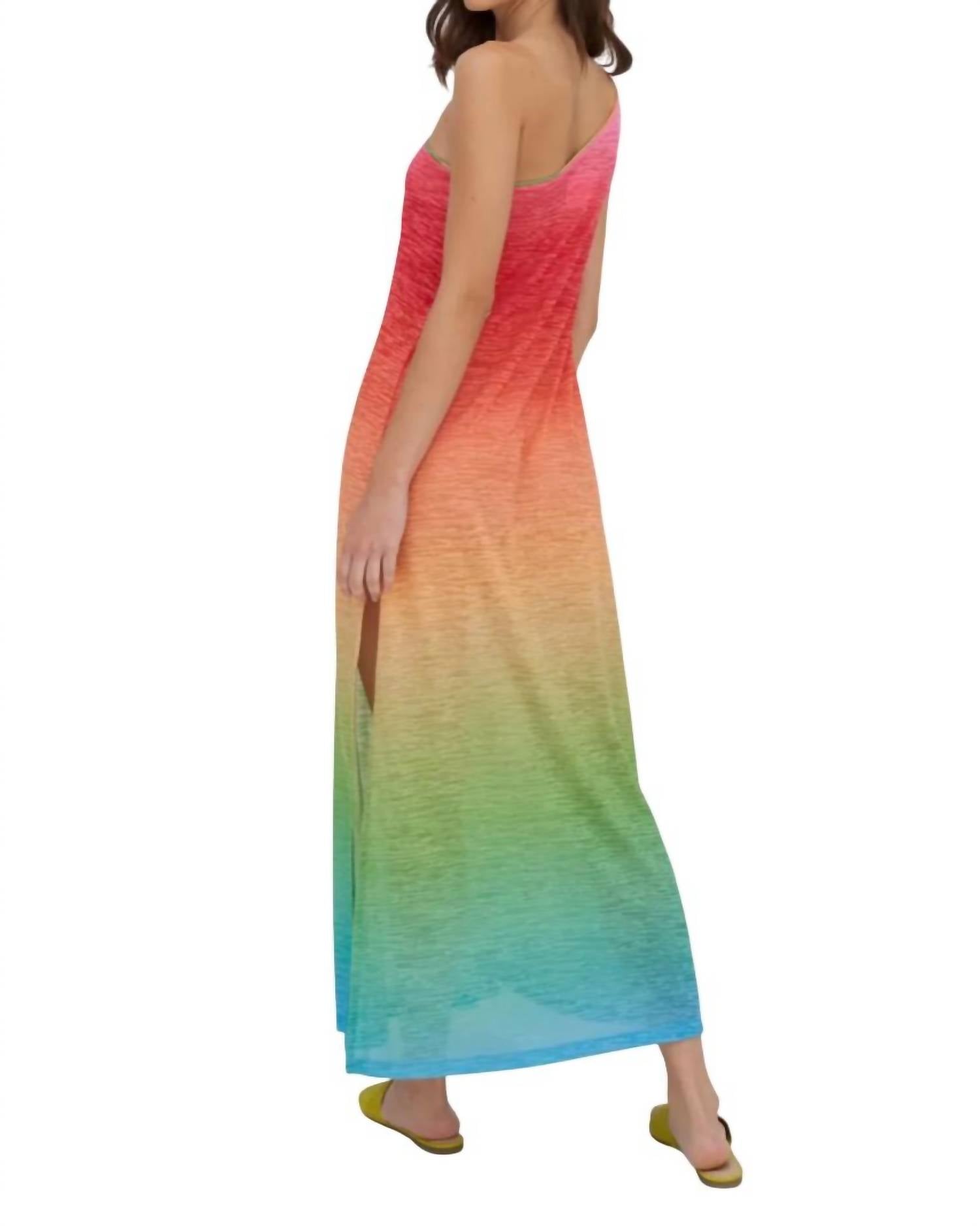 Pitusa - One Shoulder Rainbow Maxi Dress
