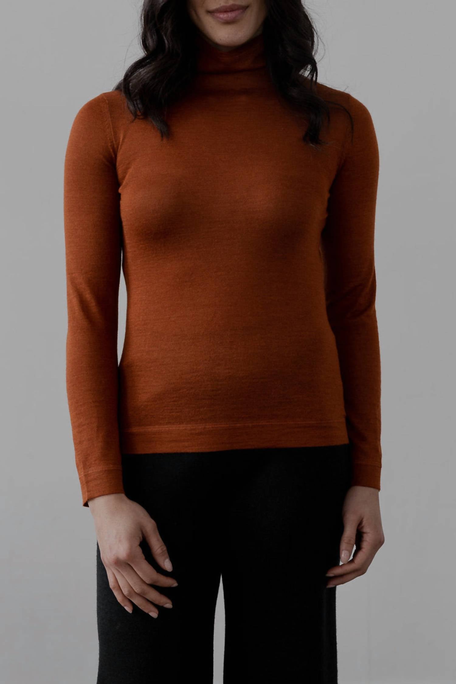 SSKEIN Turtle Neck Pullover in rust - women's sweater