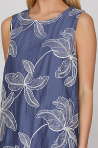 She + Sky - Sleeveless Woven Embroidered Mini Dress