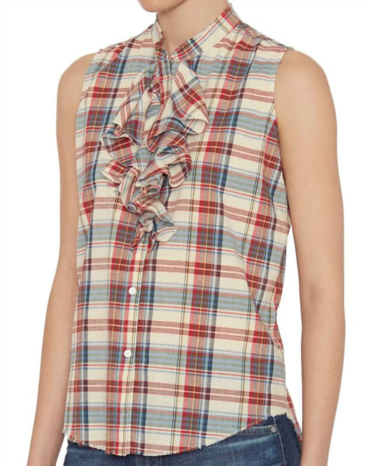 Plaid Ruffle Sleeveless Top