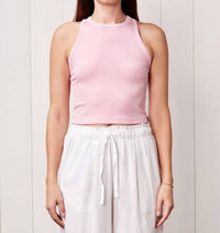 Stateside - Fine Rib Cropped High Neck Tank Top
