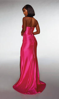 ALYCE PARIS Long Cat-eye Neckline Simple Straight Dress in barbie pink - women's dress - alternate view