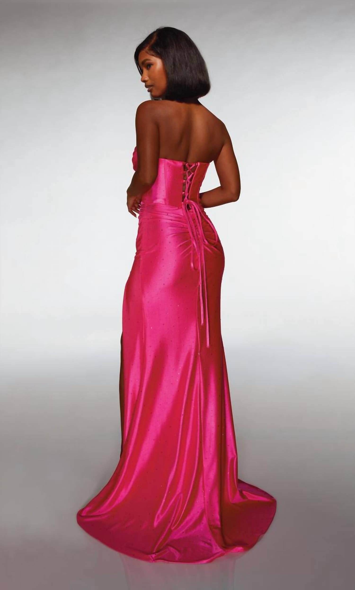 ALYCE PARIS Long Cat-eye Neckline Simple Straight Dress in barbie pink - women's dress - alternate view