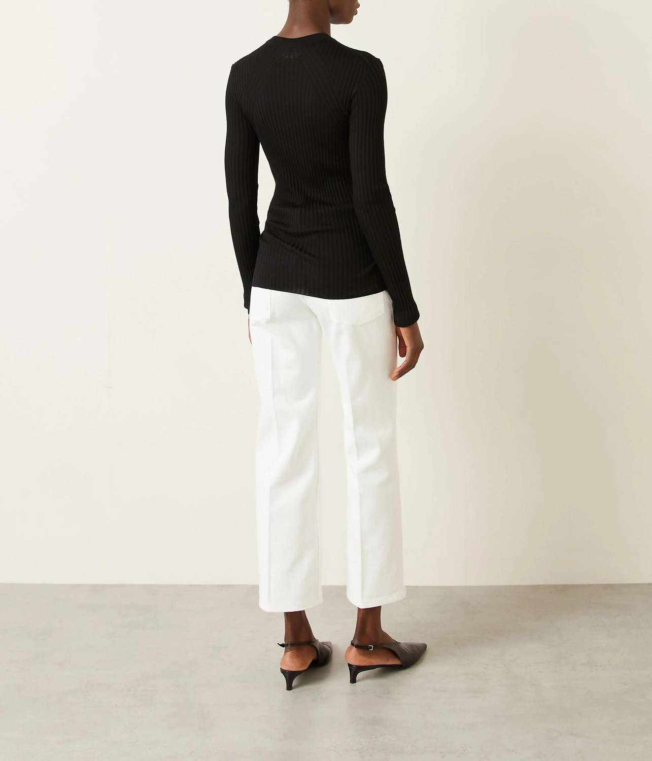 Jil Sander High Rise Flared Jeans in porcelain - women's jeans - detail view
