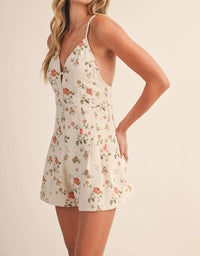 Klesis - Printed Criss Cross Back Tie Twill Romper