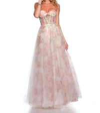 Dave & Johnny - Strapless Printed Tulle Ballgown