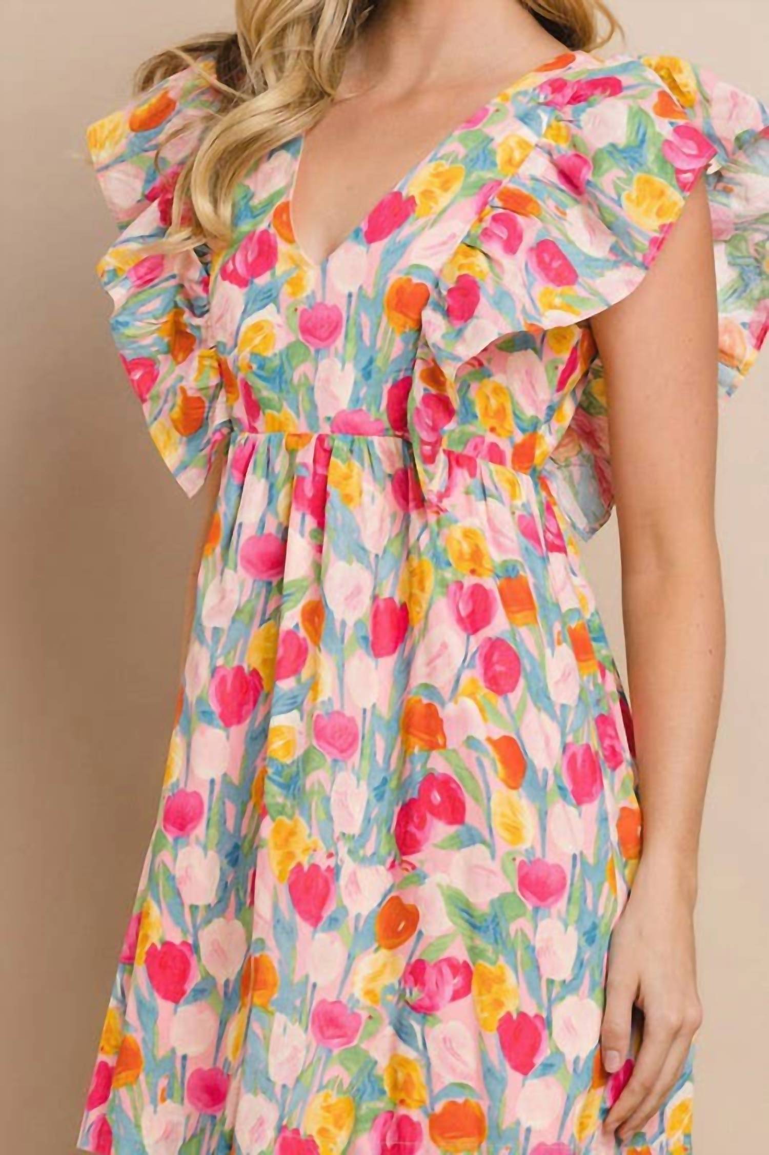 Tcec - Tulip Watercolor Ruffle Dress