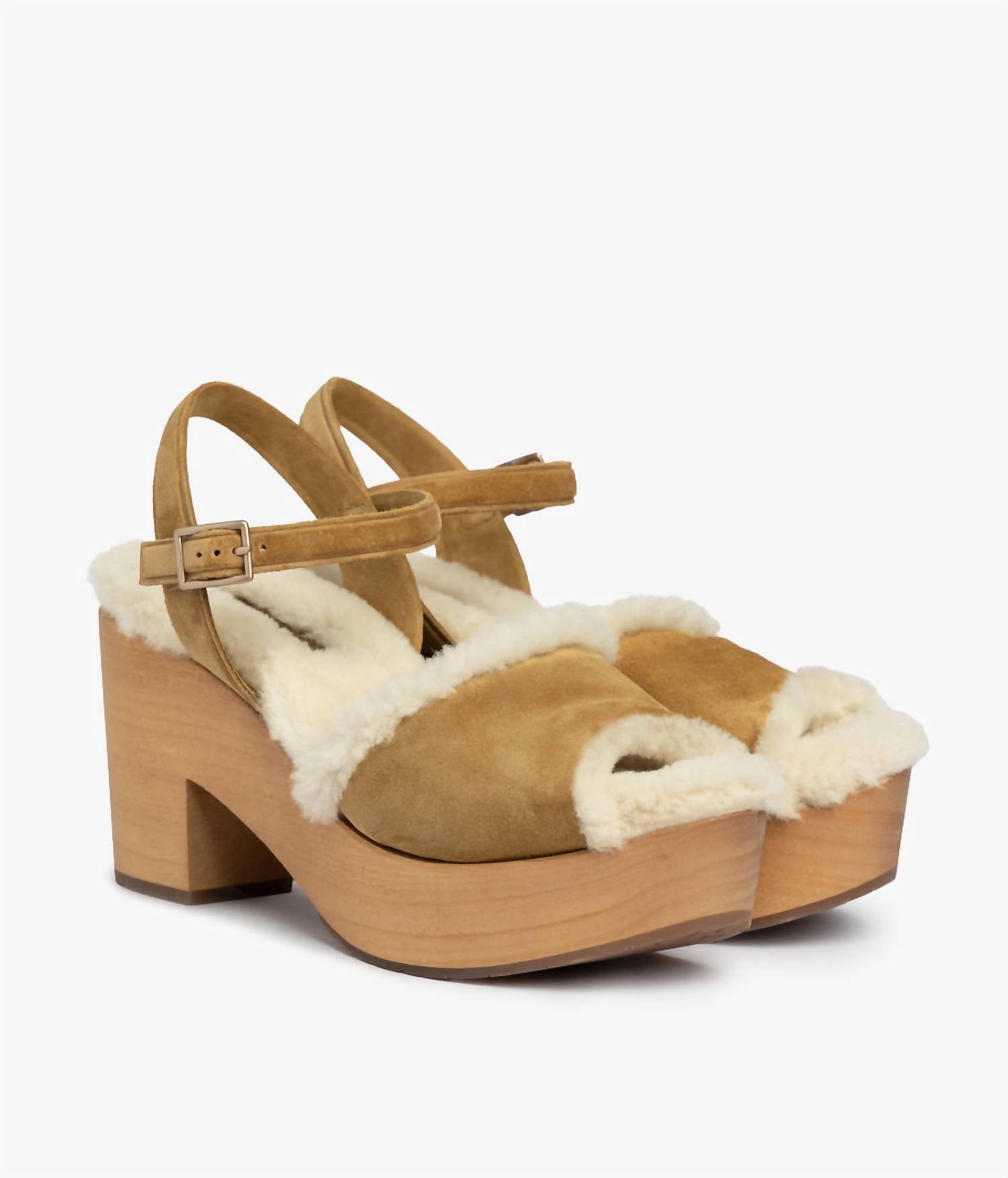 pedro garcia Women's Dril Shearling Platform Sandal in alpaca velour and shearling - women's sandal