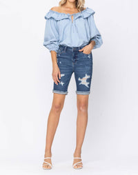 Judy Blue - High Waist Destroyed Bermuda Shorts