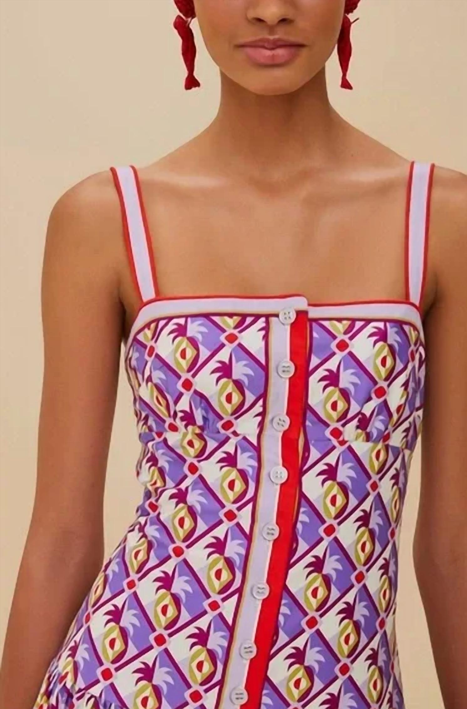 Farm Rio - GRAPHIC PINEAPPLE SCARF DRESS