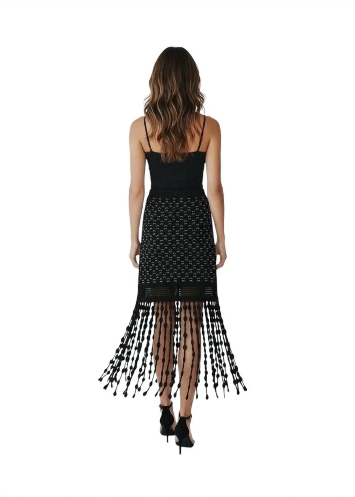 Simkhai - Filippa Lattice Fringe Midi Skirt