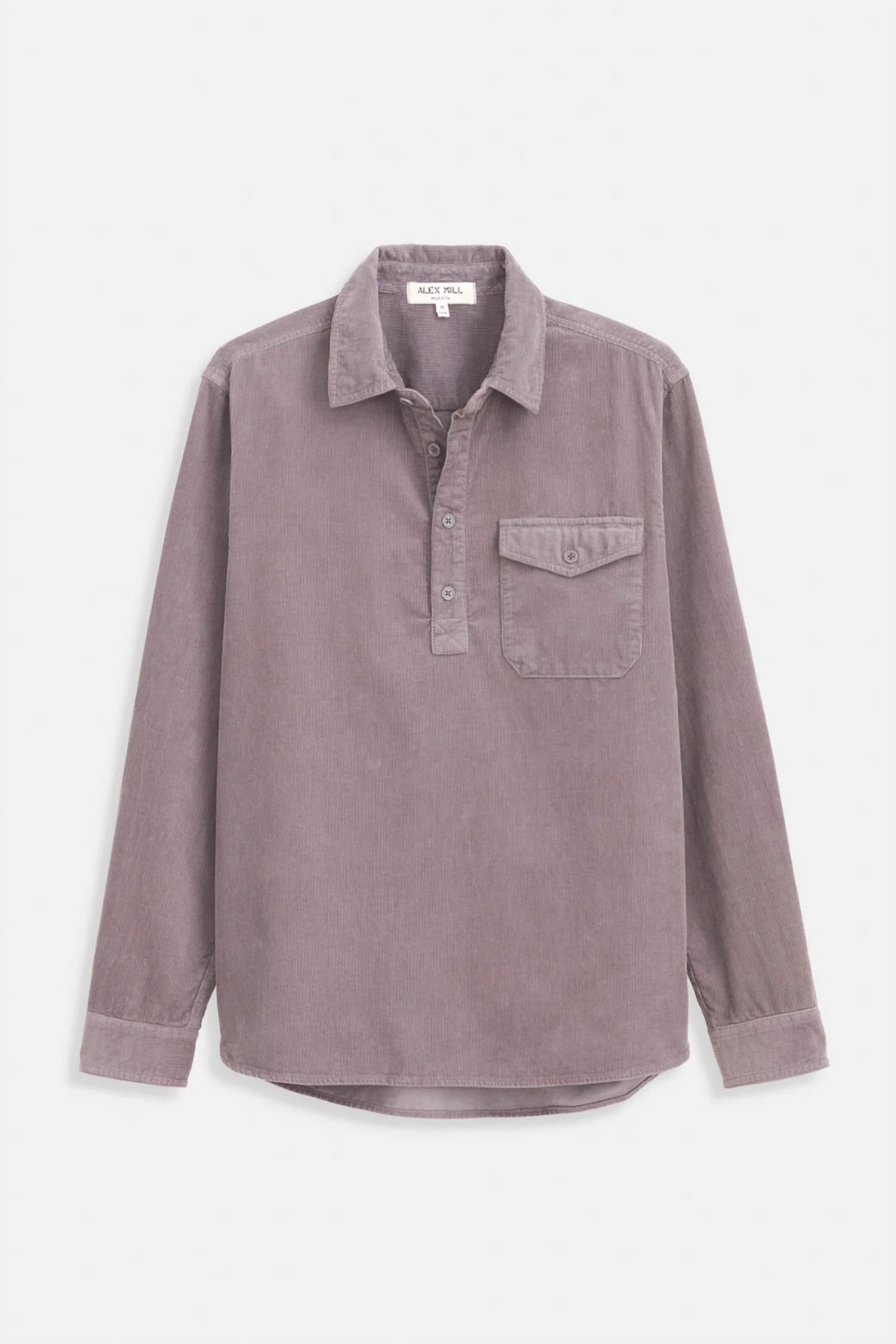 ALEX MILL Carter Popover Shirt in grey lilac - men's shirt - view 4