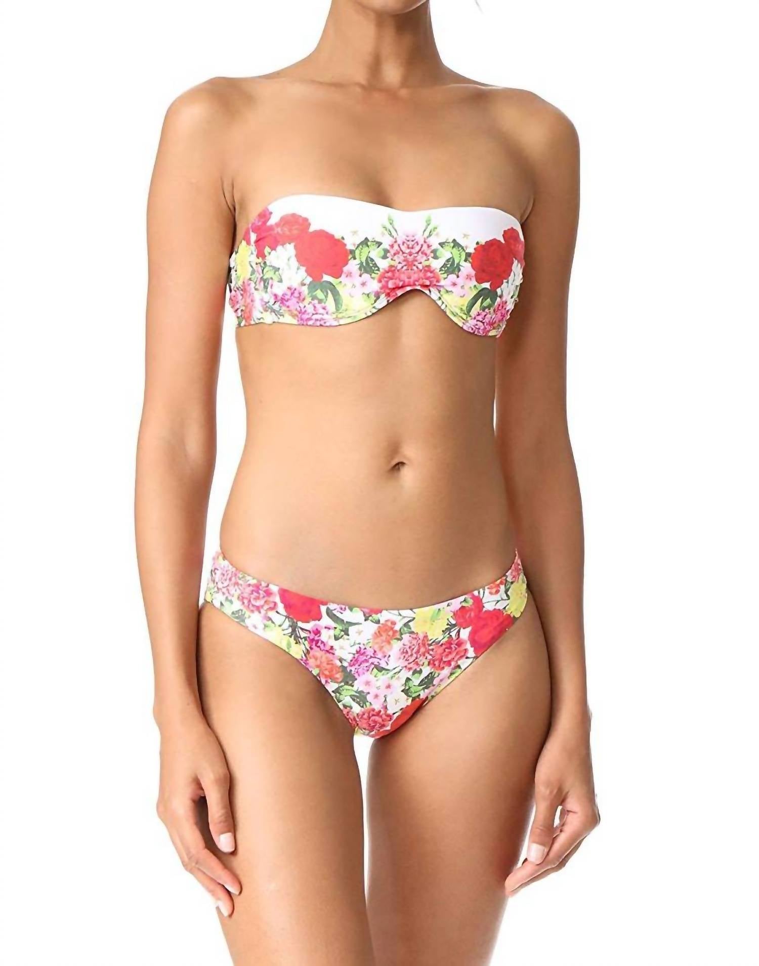 Women Eden Strapless Bandeau Style Bikini Top Swimsuit Floral Multi
