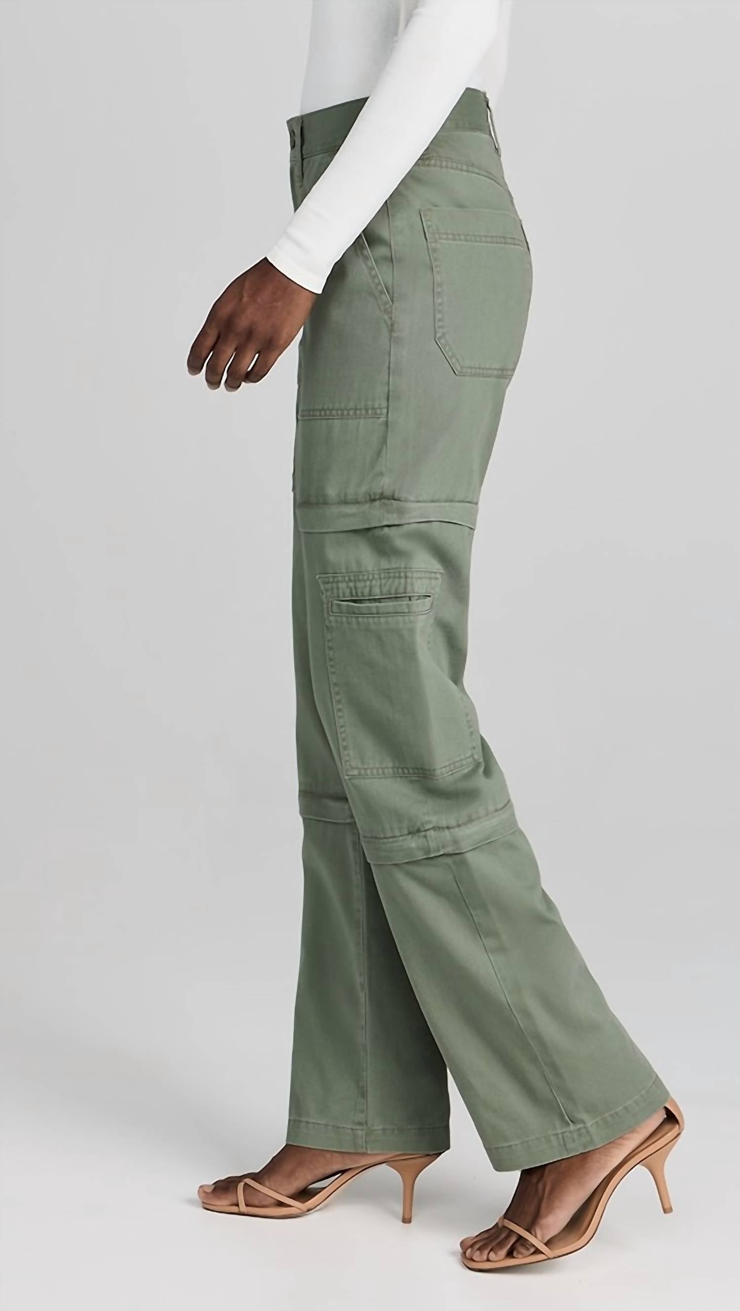 PISTOLA Aiden Pants in calvary olive - women's jeans - detail view