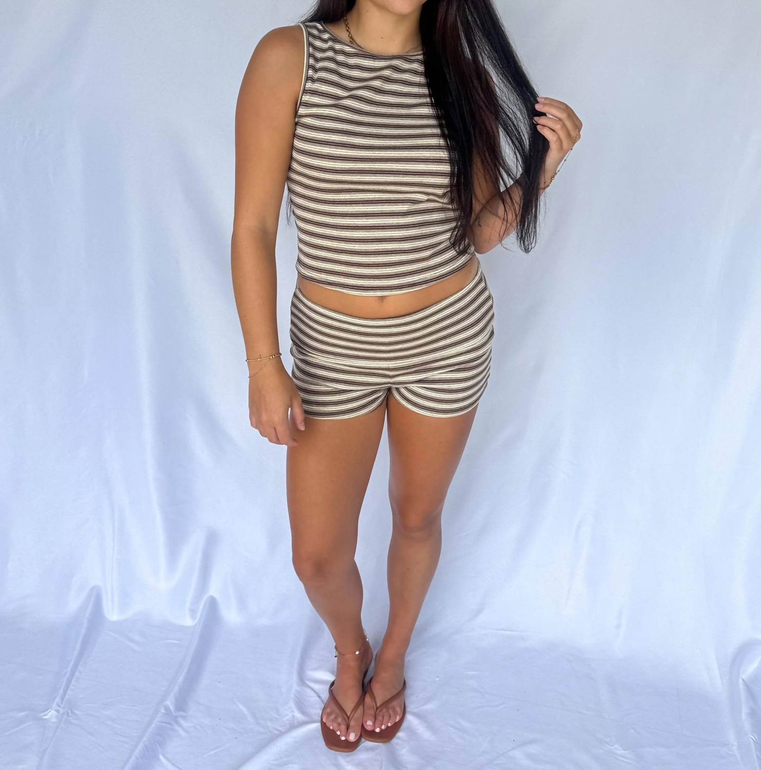 Pretty Garbage - The Iris Stripe Short Lounge Set