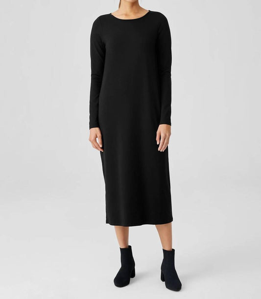 Eileen Fisher - Stretch Jersey Knit Jewel Knit Midi Dress