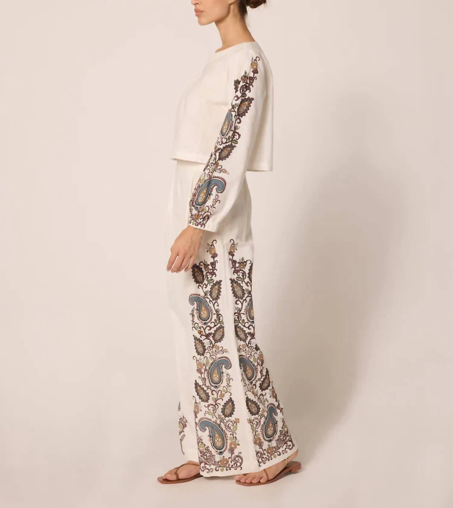 Cleobella Beau Wide Leg Pants in veneto paisley - women's pants - alternate view