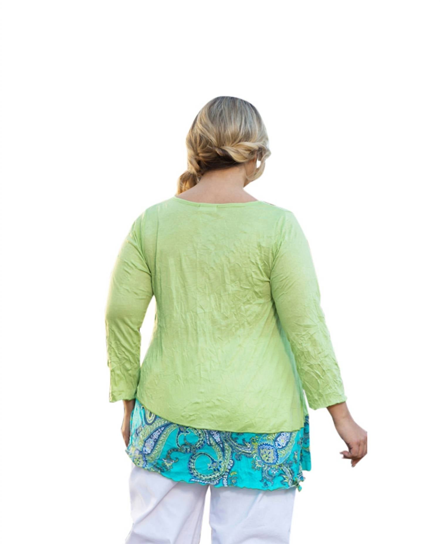 On The Plus Side - Round Neck 3/4 Sleeve Kristi Tunic - Plus Size