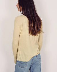 Mila Clothing Long Sleeve Crewneck Tee in bark - women's long sleeve top - detail view
