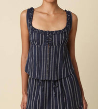 Olivaceous - Jaden Ruffle Trim Tie Top