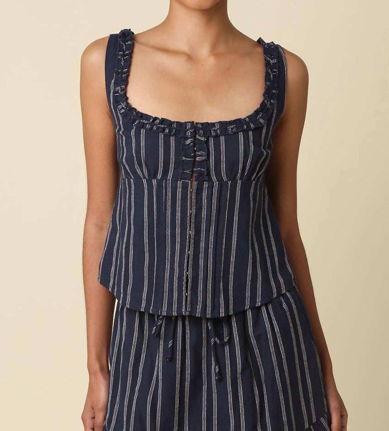 Olivaceous - Jaden Ruffle Trim Tie Top
