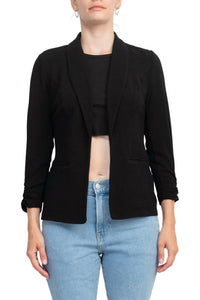 Philosophy - Shawl Collar Knit Crepe Blazer With Belt Pockets